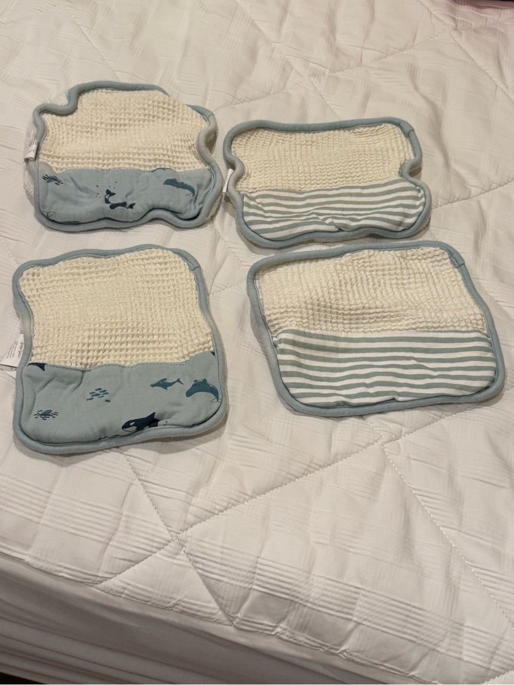 Rabbit + Bear organic cotton baby wash cloths ocean marine theme